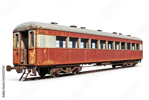 railway retro wagon isolated on white background.