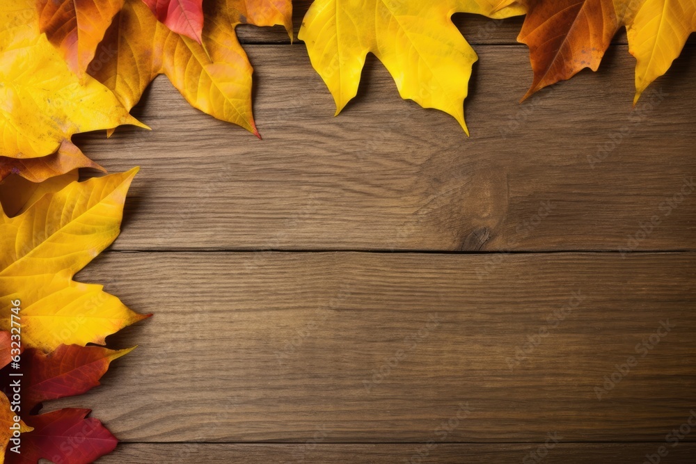 yellow autumn leaves on background old wood yellow autumn leaves on background old wood