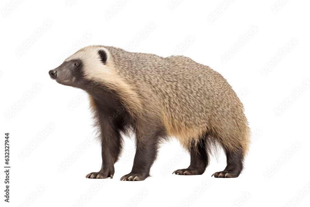 African Honey Badger isolated on transparent background.