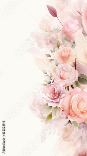 Illustration with elegant flowers in watercolor painting style. For wedding cards, invitations, greetings, backgrounds, wallpapers and other stylish projects.
