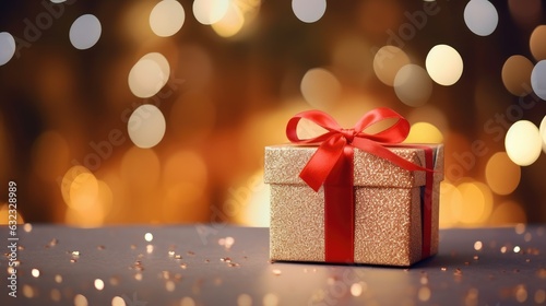 Festive gift box against bo...