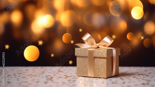 Festive gift box against bo...