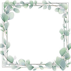 Watercolor eucalyptus leaves frame isolated .