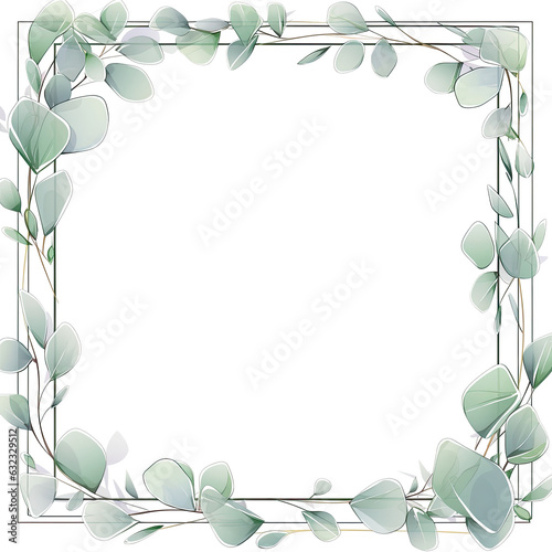 Watercolor eucalyptus leaves frame isolated .