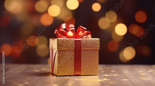 Festive gift box against bo...