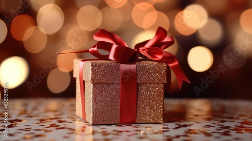 Festive gift box against bo...