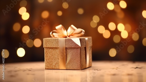 Festive gift box against bo...