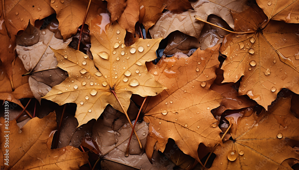 Maple leaf on the ground, background, wallpaper, created with ai generative technology Maple leaf on the ground, background, wallpaper, created with ai generative technology