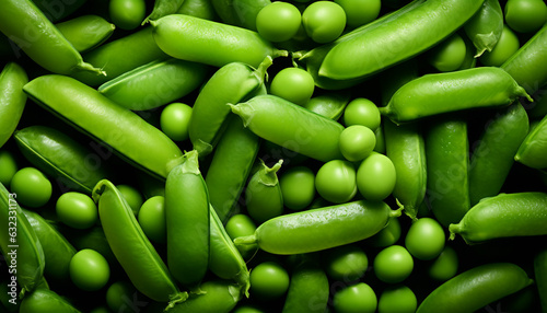 Green peas background, wallpaper, created with ai generative technology