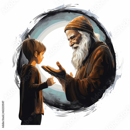 An Old Man Instructs a Child