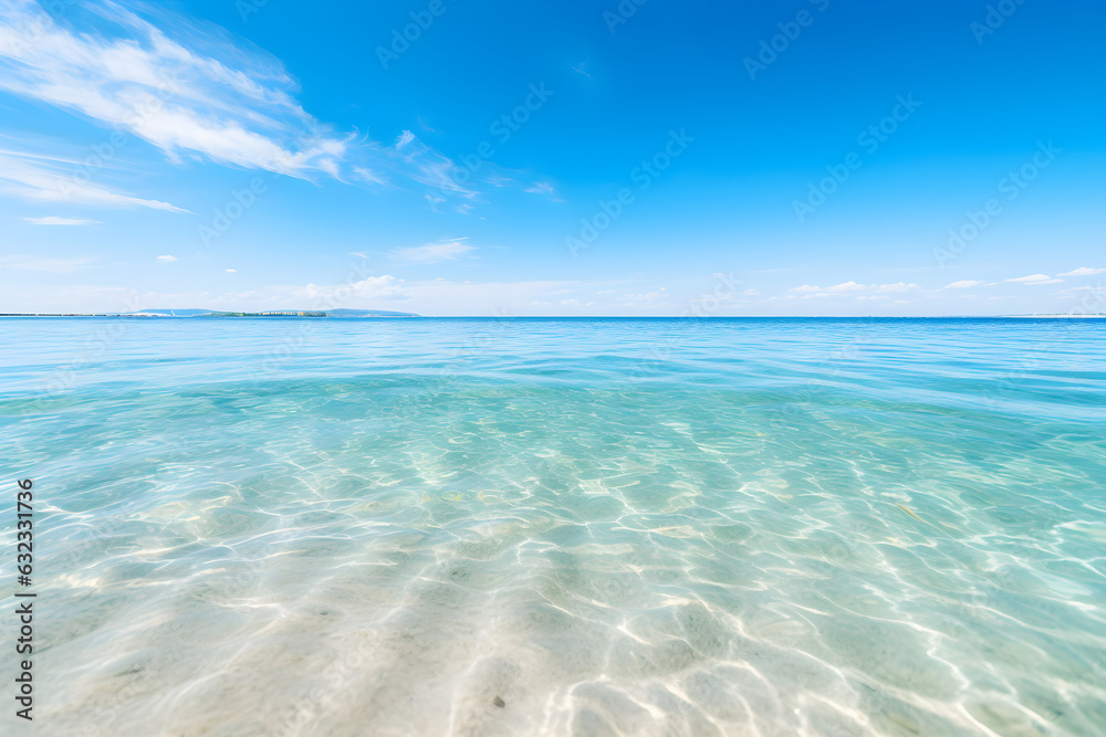 Abstract beautiful sandy beaches background with crystal clear waters of the sea and the lagoon.Generative AI