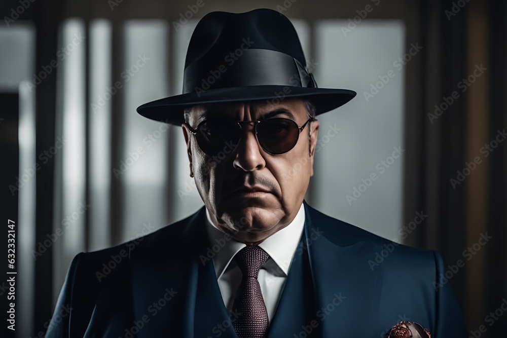 portrait of a mafia man in a hat, generative ai