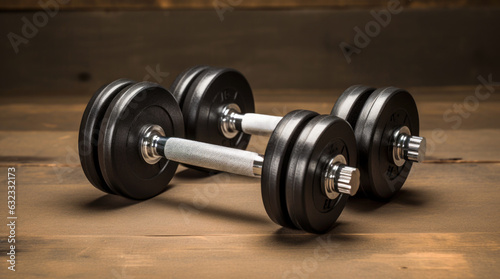 Detailed capture of a pair of dumbbells arranged on a charcoal-hued surface.