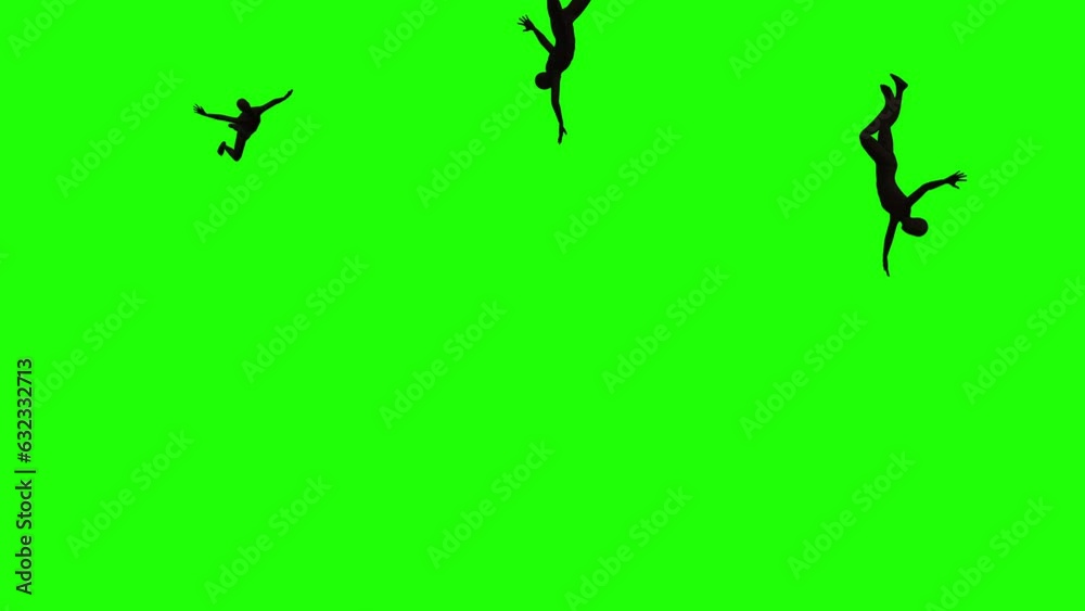 Man Falling on a Green Screen Background