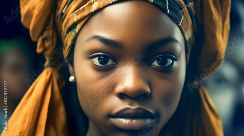 Radiant Beauty: Portrait of a Stunning Young African Woman - generative ai