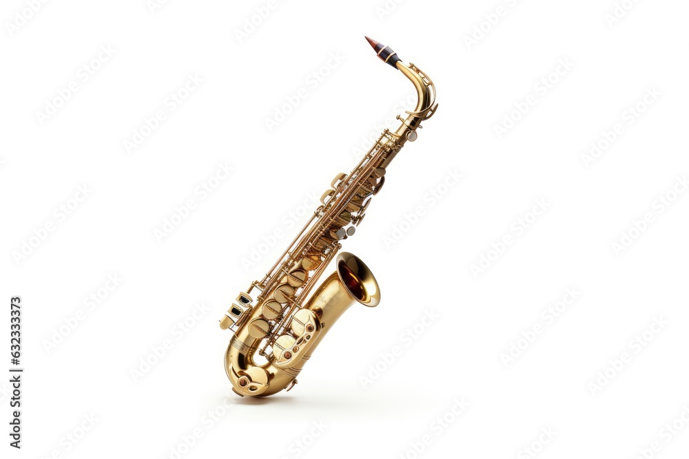 Naklejka premium A saxophone against a white background created with Generative AI technology