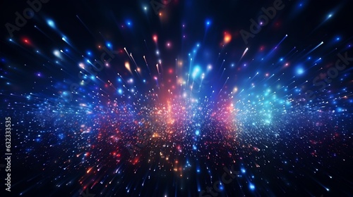 Colorful dot particles, abstract background composed of dynamic particles. Generative AI.
