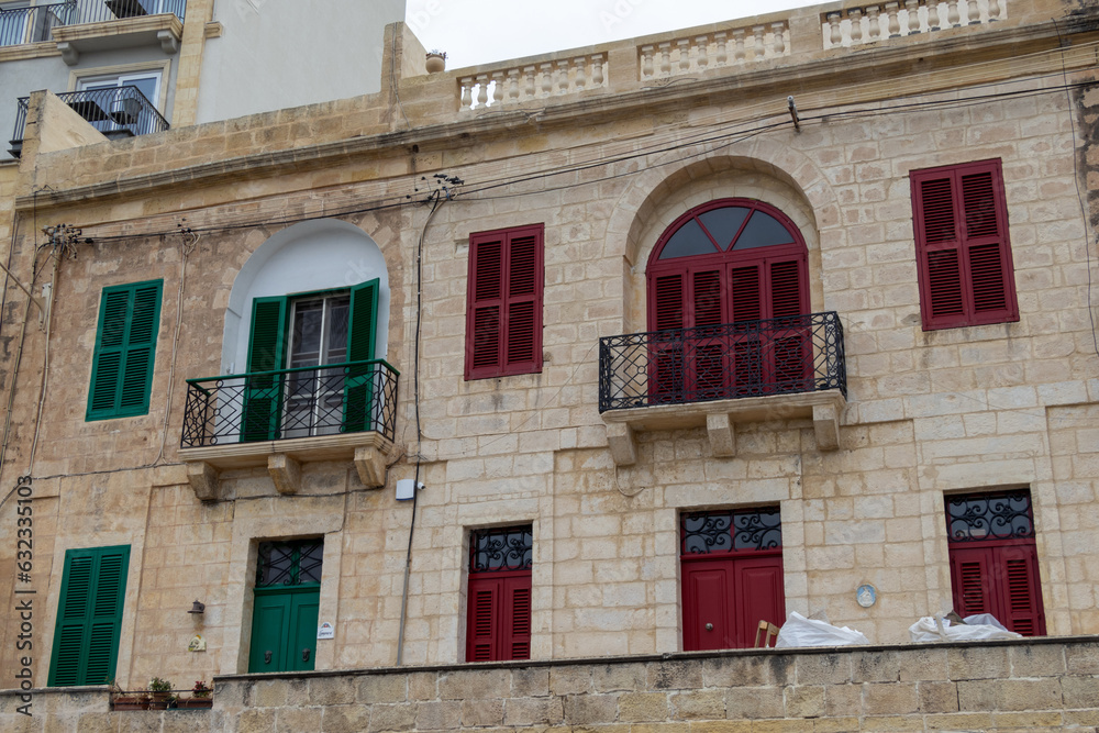 The balconies in Valletta, Malta