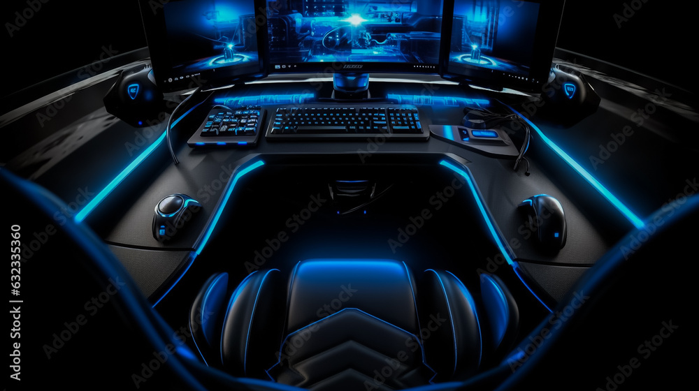 Computer gaming station, singular workstation. Computer gaming station, singular workstation.