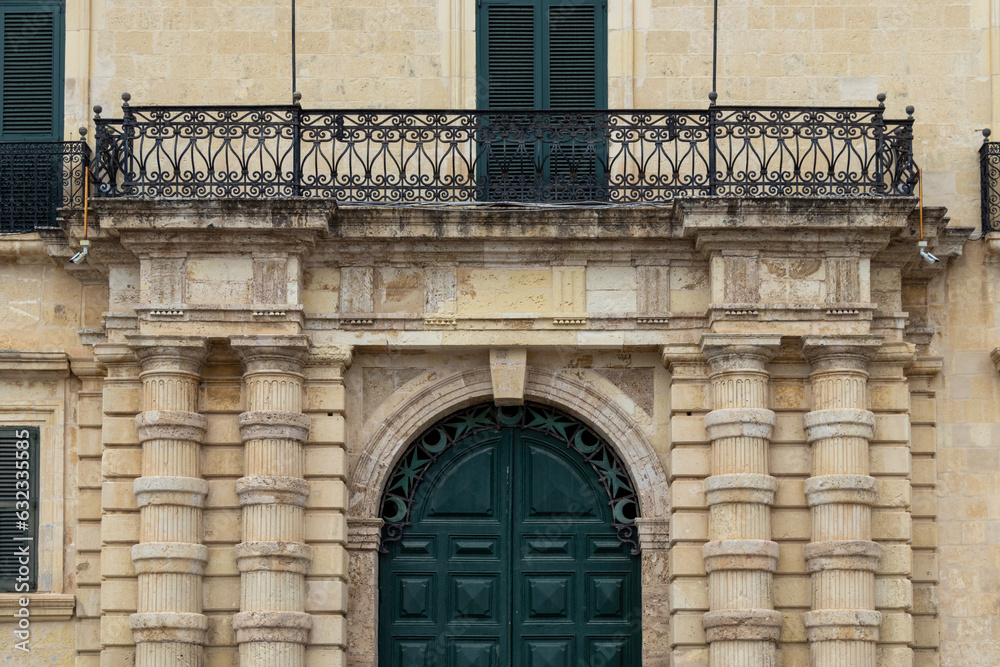 A close up of the facade of the Grandmaster's Palace in Valletta (built in XVI century)