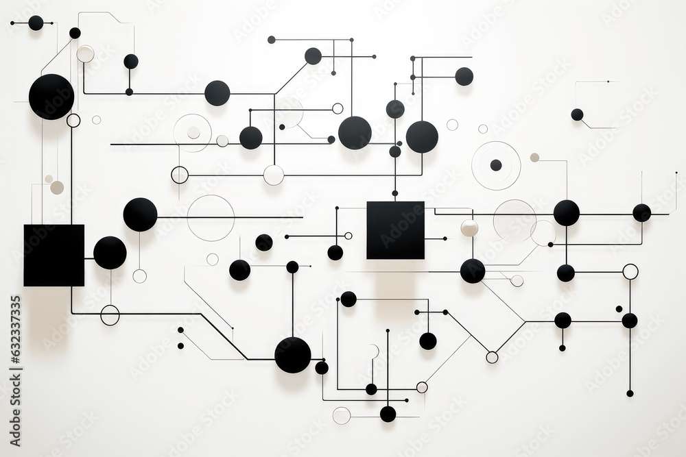 Abstract art consisting of geometric shapes in black and white Abstract art consisting of geometric shapes in black and white
