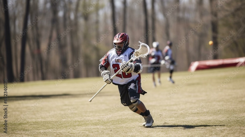 Fototapeta premium Lacrosse player in a field