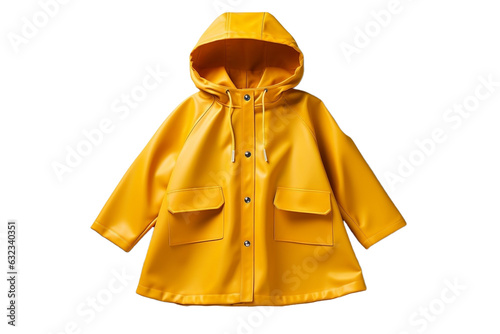 yellow raincoat isolated on white background photo