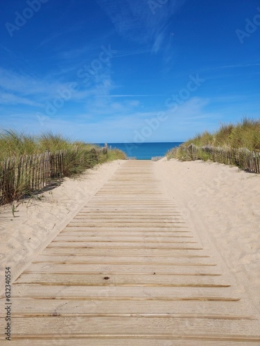 Chemin au milieu des dunes pour acceder à la plage, ile d'Oleron, plage de maloboule, Nouvelle-Aquitaine, Chaucre photo