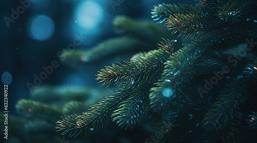 Christmas tree closeup on illuminated background © Doraway
