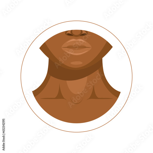 Human dark-skinned throat, clavicle, lips and nose vector illustration design isolated