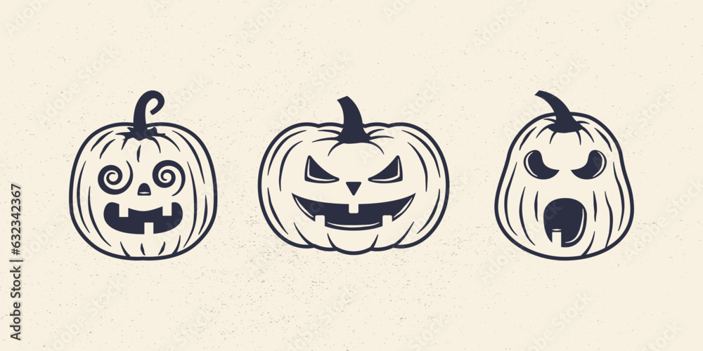 Pumpkins icons set. Halloween pumpkins icons isolated on white ...