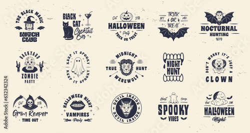 Photographie Collection of halloween logo, badges and labels