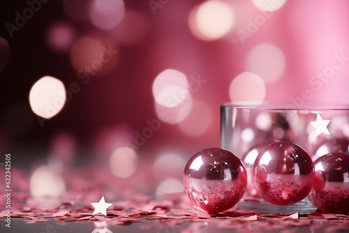 Abstract shiny background with pink color stars, trendy color, style of Barbie pink. AI generative