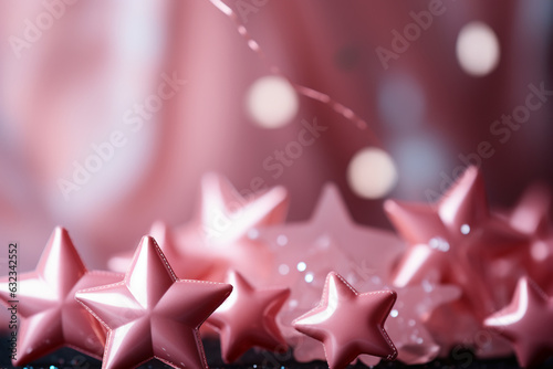 Abstract shiny background with pink color stars, trendy color, style of Barbie pink. AI generative