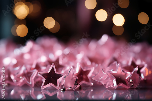 Abstract shiny background with pink color stars, trendy color, style of Barbie pink. AI generative