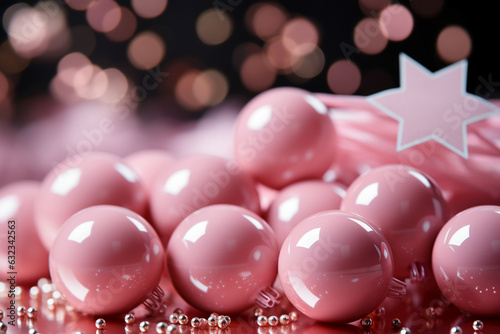 Abstract shiny background with pink color stars, trendy color, style of Barbie pink. AI generative