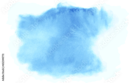 Abstract blue watercolor stain isolated on white background. Hand drawn illustration. Vector EPS.