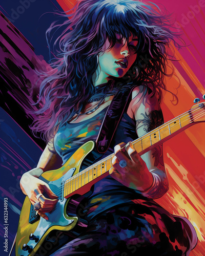 Guitarist woman in action