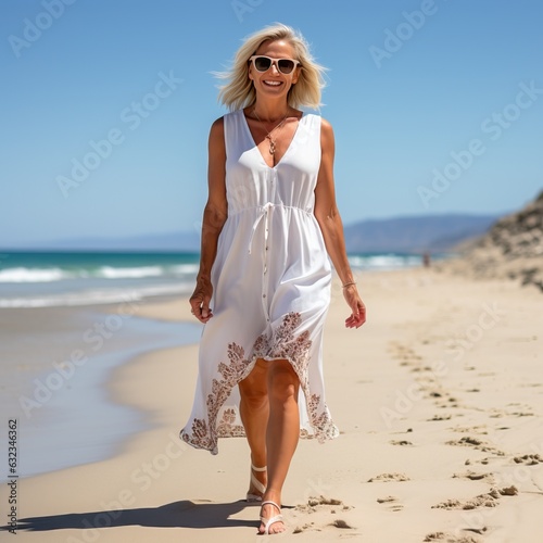 Attractive blond woman walk...