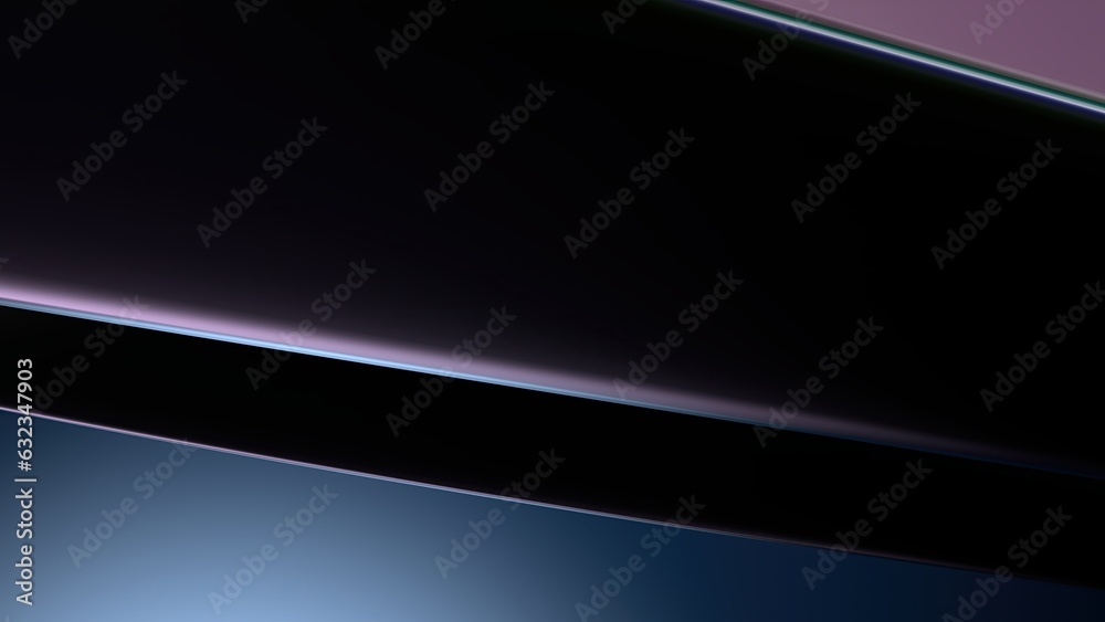 A background of an Elegant and Modern 3D Rendering image with a simple diagonal curve on the rainbow-colored metal plate