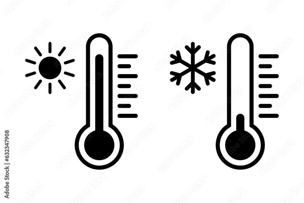 Thermometer with sun and snowflake icon Thermometer with sun and snowflake icon
