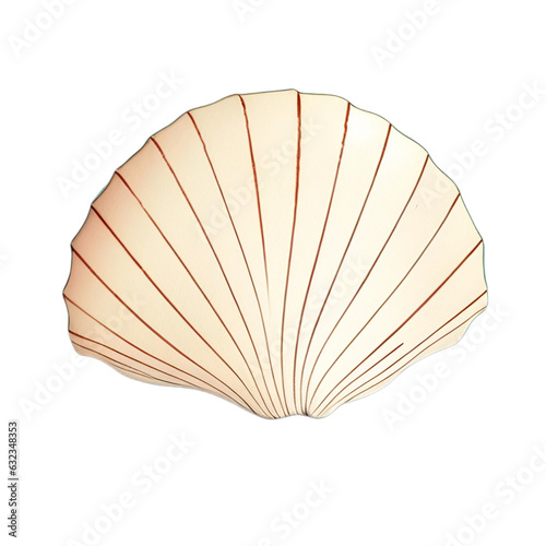 small delicate seashell drawing isolated on transparent png or white background, generative ai
