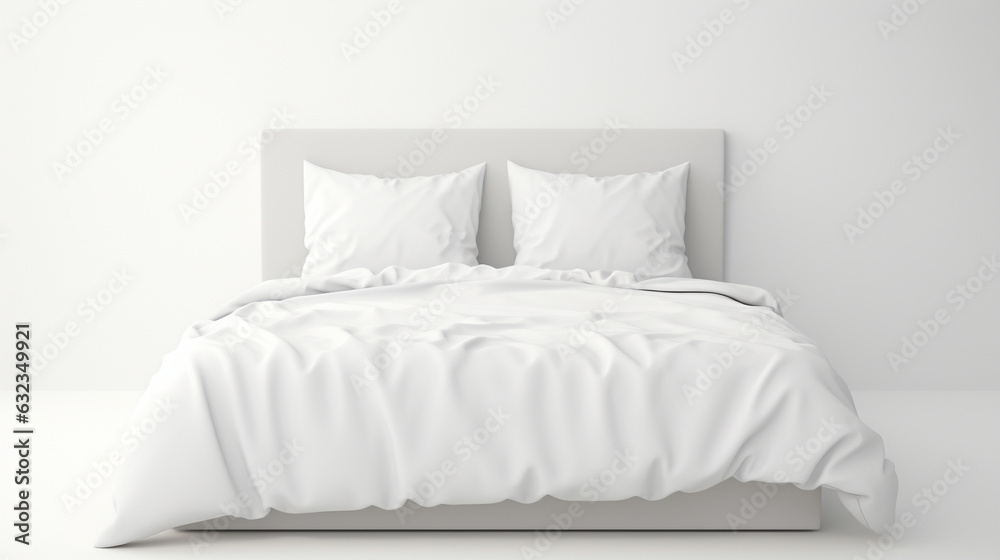 White Bed With White Pillows Cover and White Bed Sheet