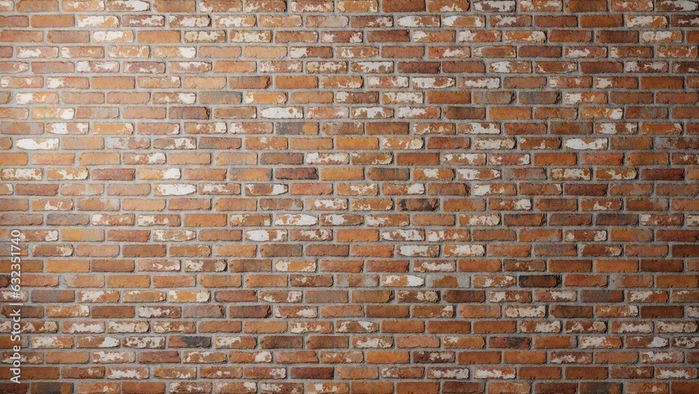 Naklejka premium old factory bricks wall, window left. realistic 3D rendering, illustration.