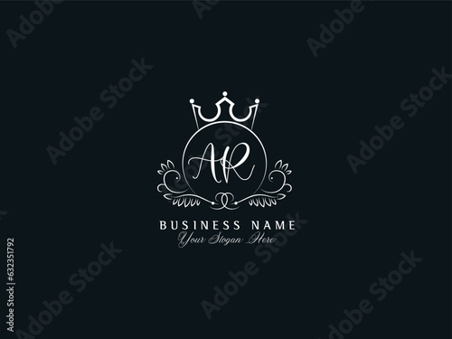 Monogram Ar ra Feminine Leaf Logo, Luxury Signature Ar Crown Logo Art