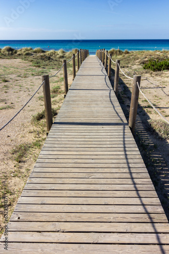 Fototapeta Naklejka Na Ścianę i Meble -  View of beautiful Son Bou Beach in Menorca (Spain)