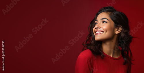 Portrait of a Beautiful Indian Woman Looking into Copy Space