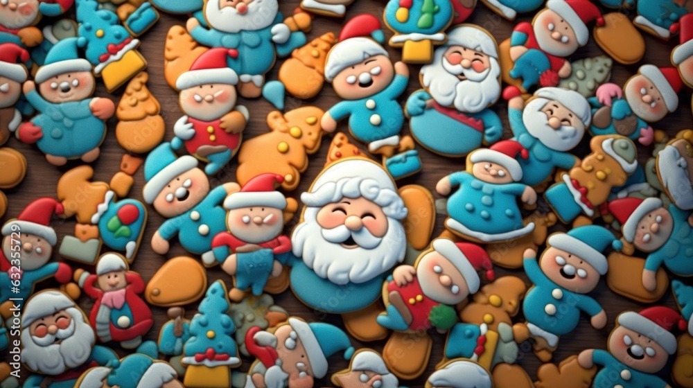 Christmas gingerbread cookies on a wooden background, close-up.