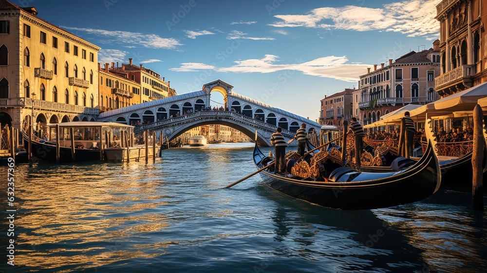 The canals with gondolas of Venice Italy travel destination picture