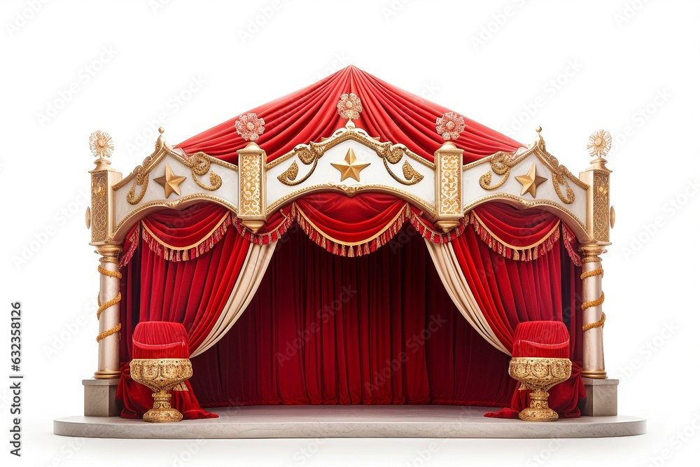 Fototapeta premium Circus tent is isolated on white background.